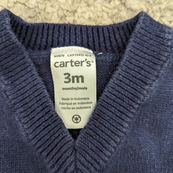 6/$22. Carter's baby boy vest, knitted. Blue. 3months. EUC. - Picture 2 of 2
